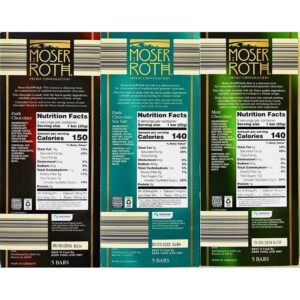 German Dark Chocolate Bundle of 3 Varieties. Moser Roth Dark Sea Salt, 70% Cocoa and Dark Mint Pack of 3. From Germany!